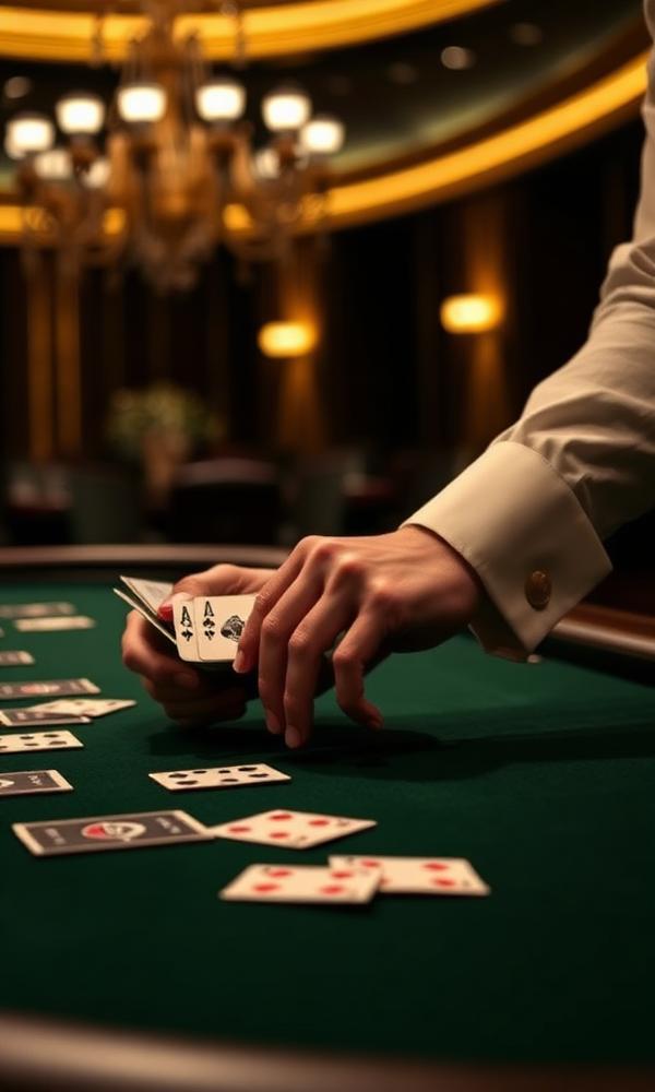 Virtual dealer table rendered in gold and black